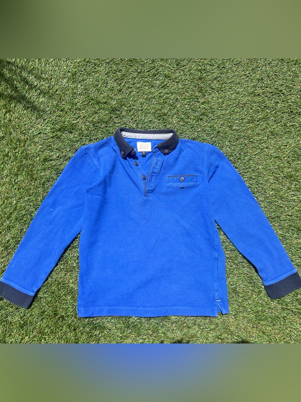 Armani Junior Blue Long Sleeve Polo Shirt